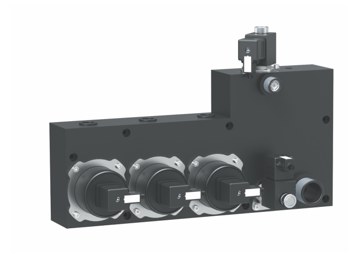 Evaporative humidifier hydraulic unit.