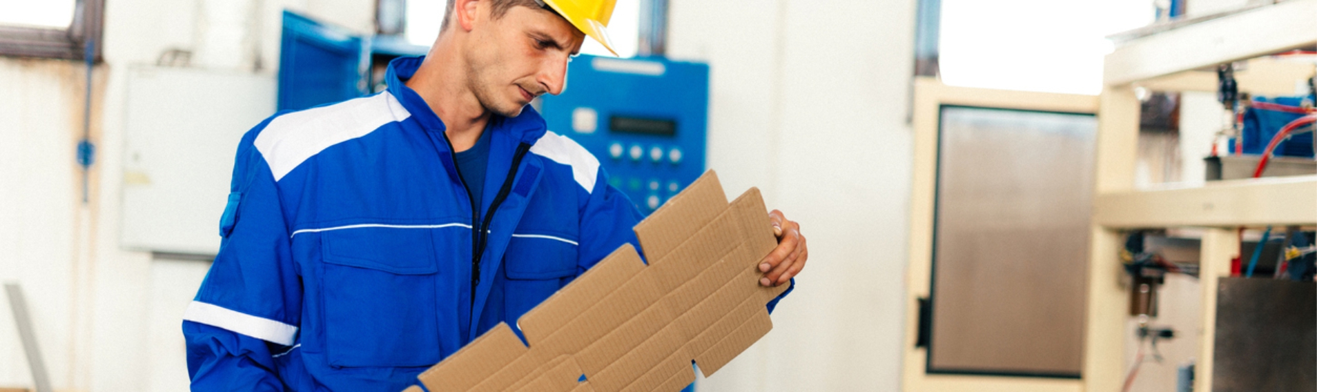 Man holding preformed cardboard packaging