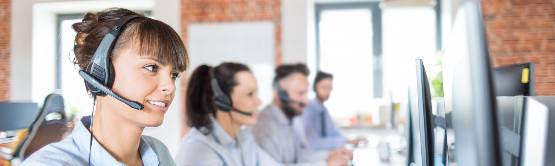 Employees working at a call center