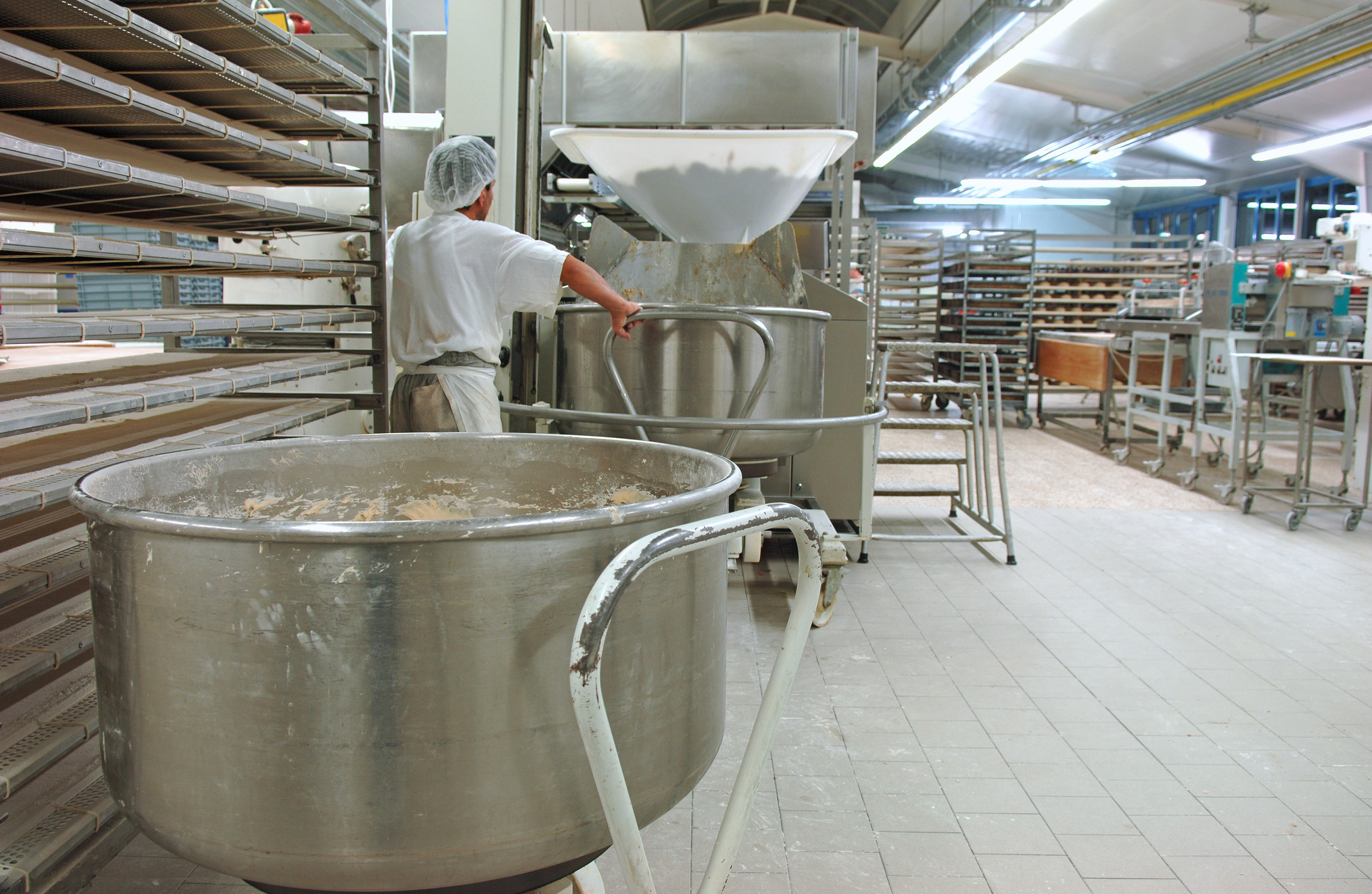 Baking factory with people at work