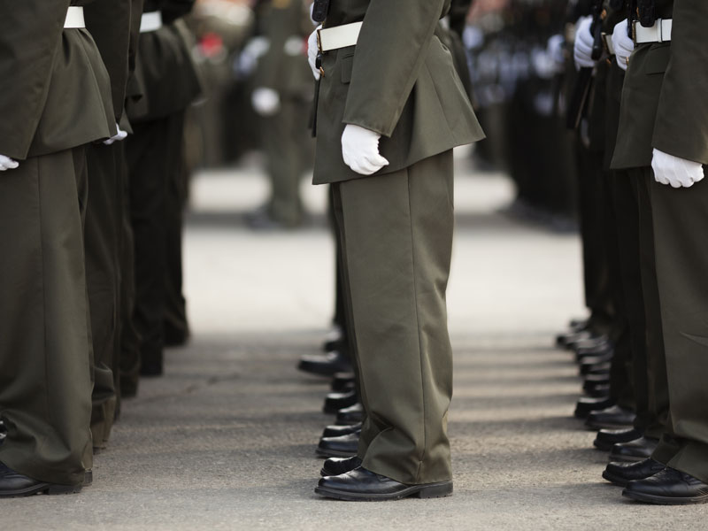soldiers standing at attention
