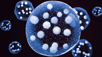 infectious aerosols on black background