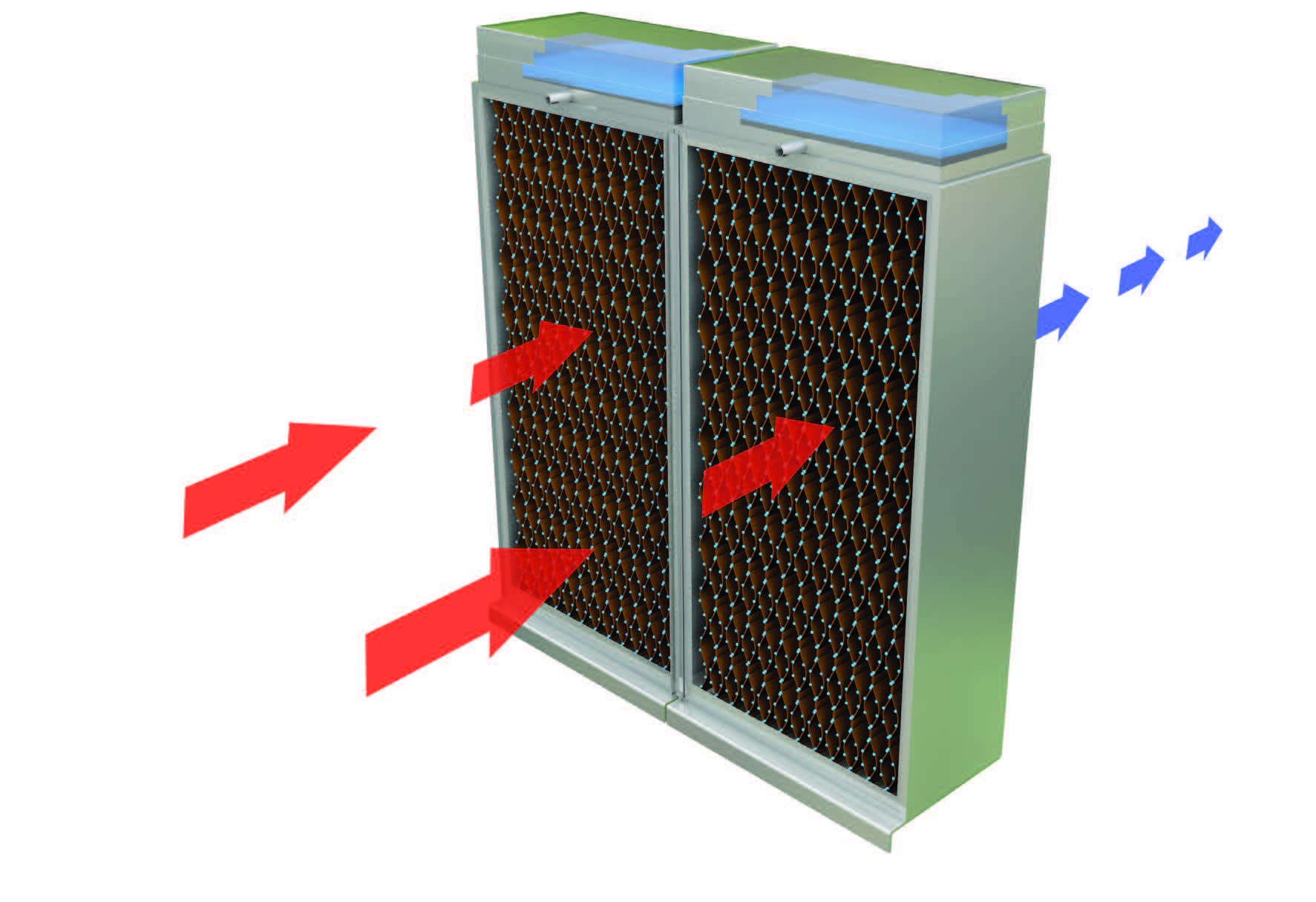 Arrows showing airflow through media
