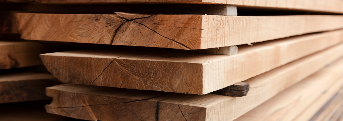 Dry wooden boards that are stacked