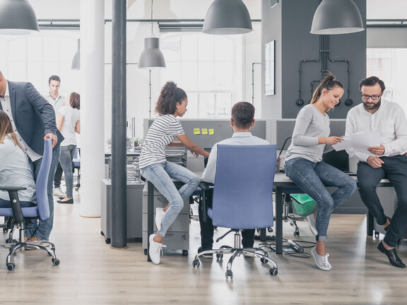 Bright casual office environment